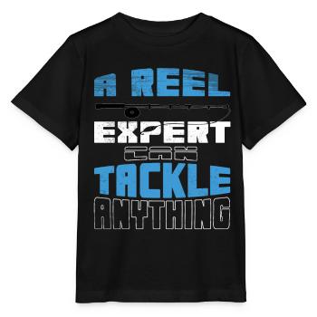 Fishing Angler Fishing Fishing Rod Fishing Fish - Stanley/Stella MINI CREATOR Kids’ T-Shirt - black - Front - Mikhail (115cm)