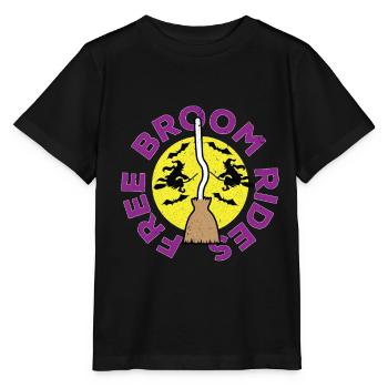 Halloween broom riding broom witch - Stanley/Stella MINI CREATOR Kids’ T-Shirt - black - Front - Mikhail (115cm)