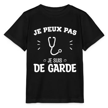 Je peux pas je suis de garde - T-shirt bio MINI CREATOR Stanley/Stella Enfant - noir - Devant - Mikhail (115cm)