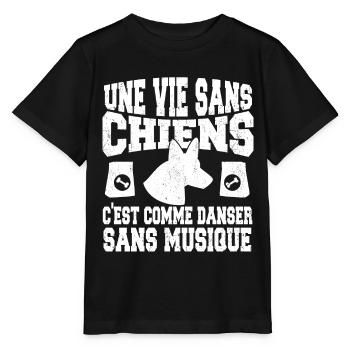 une vie sans chien c'est comme danser sans musique - T-shirt bio MINI CREATOR Stanley/Stella Enfant - noir - Devant - Mikhail (115cm)