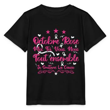 Octobre Rose , Tout Ensemble Je Soutiens La cause - T-shirt bio MINI CREATOR Stanley/Stella Enfant - noir - Devant - Mikhail (115cm)