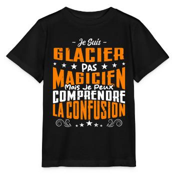 Je Suis Glacier Pas Magicien - T-shirt bio MINI CREATOR Stanley/Stella Enfant - noir - Devant - Mikhail (115cm)