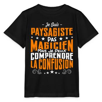 Je Suis Paysagiste Pas Magicien - T-shirt bio MINI CREATOR Stanley/Stella Enfant - noir - Devant - Mikhail (115cm)