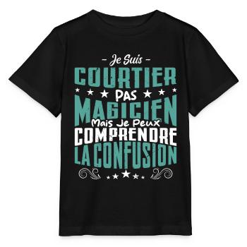 Je Suis Courtier Pas Magicien - T-shirt bio MINI CREATOR Stanley/Stella Enfant - noir - Devant - Mikhail (115cm)