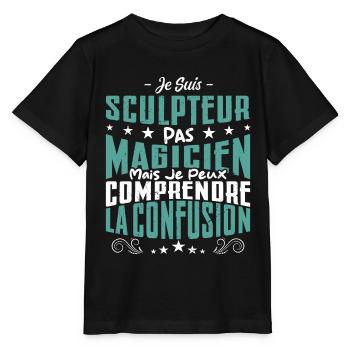 Je Suis Sculpteur Pas Magicien - T-shirt bio MINI CREATOR Stanley/Stella Enfant - noir - Devant - Mikhail (115cm)