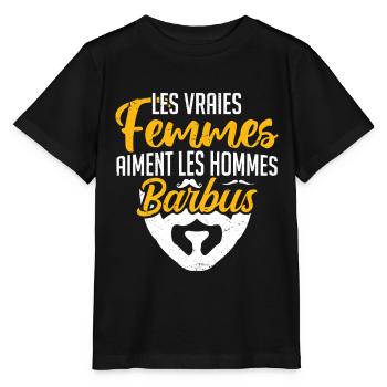 les vrais femmes aiment les hommes barbus - T-shirt bio MINI CREATOR Stanley/Stella Enfant - noir - Devant - Mikhail (115cm)