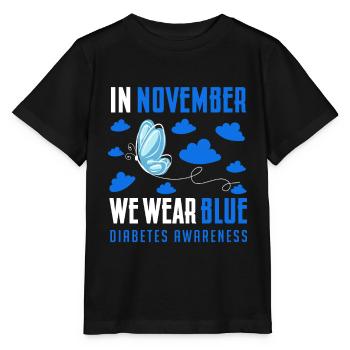 in November we wear blue, diabetes awareness - T-shirt bio MINI CREATOR Stanley/Stella Enfant - noir - Devant - Mikhail (115cm)