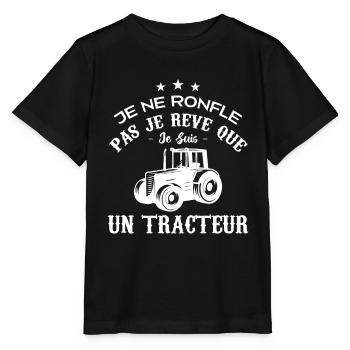 Je ne ronfle pas je rêve que je suis un tracteur - T-shirt bio MINI CREATOR Stanley/Stella Enfant - noir - Devant - Mikhail (115cm)