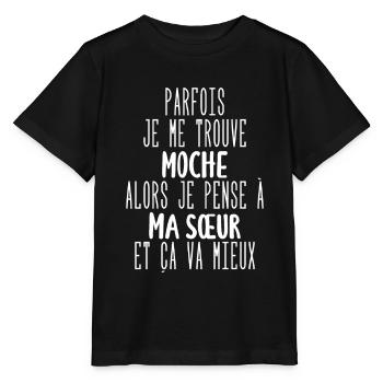 parfois je me trouve moche - T-shirt bio MINI CREATOR Stanley/Stella Enfant - noir - Devant - Mikhail (115cm)