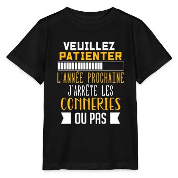 J'arrête les conneries humour - T-shirt bio MINI CREATOR Stanley/Stella Enfant - noir - Devant - Mikhail (115cm)