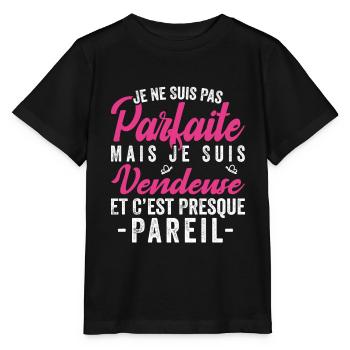 Je Ne Suis Pas Parfaite Mais Je Suis vendeuse - T-shirt bio MINI CREATOR Stanley/Stella Enfant - noir - Devant - Mikhail (115cm)