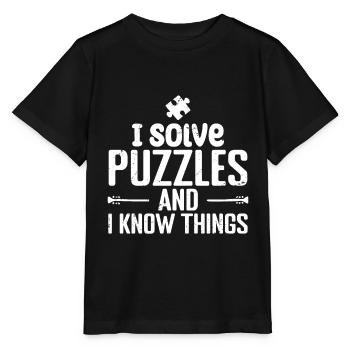 I solve Puzzles and I Know Things - T-shirt bio MINI CREATOR Stanley/Stella Enfant - noir - Devant - Mikhail (115cm)