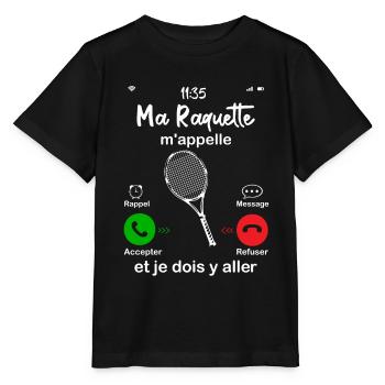Ma Raquette M'appelle Et Je Dois Y Aller - T-shirt bio MINI CREATOR Stanley/Stella Enfant - noir - Devant - Mikhail (115cm)