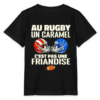 Au Rugby Un Caramel C'est Pas Une Friandise. rugby - T-shirt bio MINI CREATOR Stanley/Stella Enfant - noir - Devant - Mikhail (115cm)