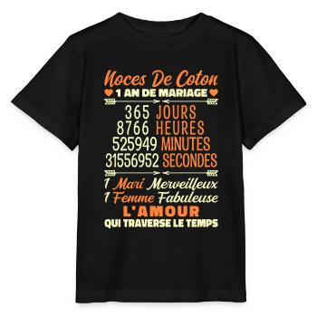 1 an de Mariage | Noces De Coton - T-shirt bio MINI CREATOR Stanley/Stella Enfant - noir - Devant - Mikhail (115cm)