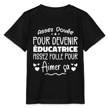 Assez douée pour devenir éducatrice assez folle - T-shirt bio MINI CREATOR Stanley/Stella Enfant - noir - Devant - Mikhail (115cm)