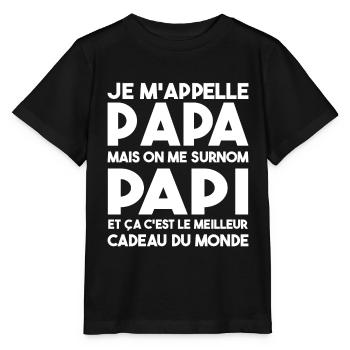 Je M'appelle Papa Mais On Me Surnom Papi Cadeau - T-shirt bio MINI CREATOR Stanley/Stella Enfant - noir - Devant - Mikhail (115cm)