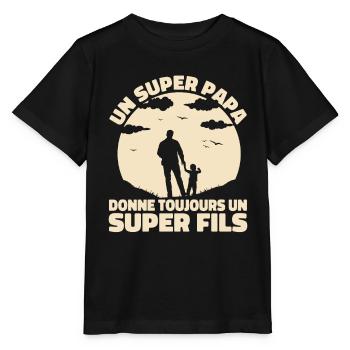 Super Papa Super Fils Cadeau Pere Fête des Pères - T-shirt bio MINI CREATOR Stanley/Stella Enfant - noir - Devant - Mikhail (115cm)