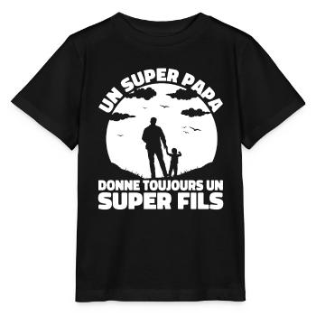 Super Papa Super Fils Cadeau Pere Fête des Pères - T-shirt bio MINI CREATOR Stanley/Stella Enfant - noir - Devant - Mikhail (115cm)