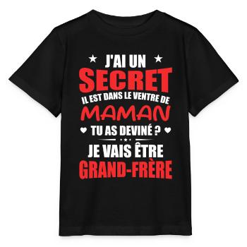 Secret Cadeau Annonce Grossesse Grand-Frère - T-shirt bio MINI CREATOR Stanley/Stella Enfant - noir - Devant - Mikhail (115cm)