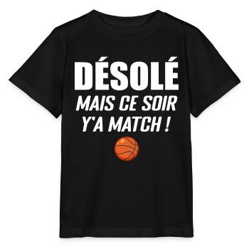 Désolé Mais Ce Soir Y'a Match - Basketball - T-shirt bio MINI CREATOR Stanley/Stella Enfant - noir - Devant - Mikhail (115cm)