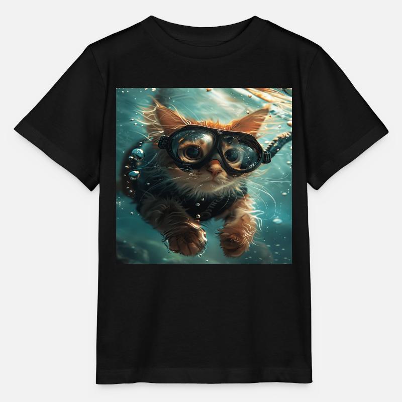 Cat - Stanley/Stella MINI CREATOR Kids’ T-Shirt - black