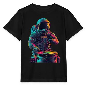 Astronaut Trommeln - Stanley/Stella Kinder T-Shirt MINI CREATOR  - Schwarz - Vorne - Mikhail (115cm)