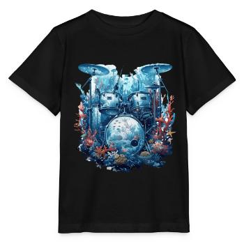 Fisch Trommeln - Stanley/Stella Kinder T-Shirt MINI CREATOR  - Schwarz - Vorne - Mikhail (115cm)