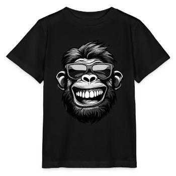 Fête drôle de tête de singe - T-shirt bio MINI CREATOR Stanley/Stella Enfant - noir - Devant - Mikhail (115cm)