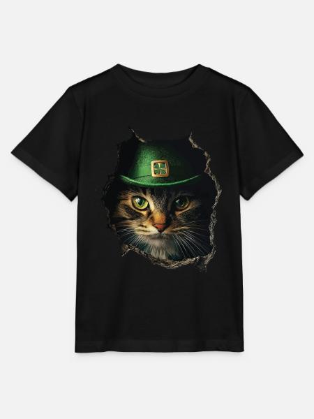 St. Patrick Katze - Stanley/Stella Kinder T-Shirt MINI CREATOR - Schwarz