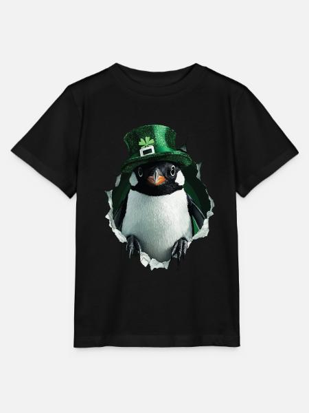 St. Patrick Pinguin - Stanley/Stella Kinder T-Shirt MINI CREATOR  - Schwarz