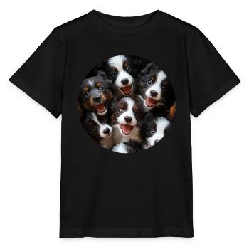 Border Collie - Stanley/Stella Kinder T-Shirt MINI CREATOR  - Schwarz - Vorne - Mikhail (115cm)