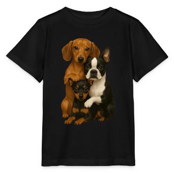 Dog Dogs Cute Dogs - Stanley/Stella MINI CREATOR Kids’ T-Shirt - black - Front - Mikhail (115cm)