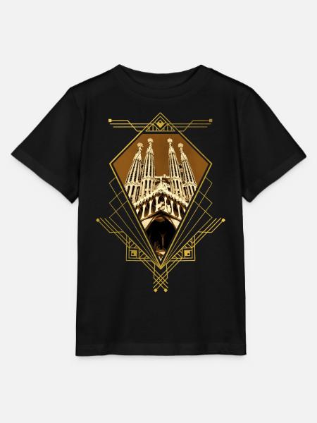 Barcelone Espagne Ville Skyline Or Ornement - T-shirt bio MINI CREATOR Stanley/Stella Enfant - noir