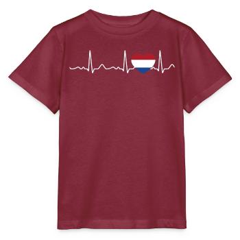 Pays-Bas - Battement cardiaque, pouls, ligne cardiaque, ECG - T-shirt bio MINI CREATOR Stanley/Stella Enfant - bordeaux - Devant - Kain (125cm)
