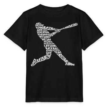Baseball Baseballer Boys Baseball Player - Stanley/Stella MINI CREATOR Kids’ T-Shirt - black - Front - Mikhail (115cm)