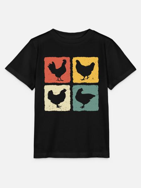 Retro-Hühner - Stanley/Stella Kinder T-Shirt MINI CREATOR - Schwarz