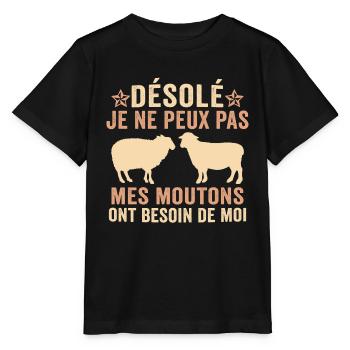 mes moutons ont besoin de moi - T-shirt bio MINI CREATOR Stanley/Stella Enfant - noir - Devant - Mikhail (115cm)