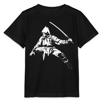 Ninja - weiss - Stanley/Stella Kinder T-Shirt MINI CREATOR  - Schwarz - Vorne - Mikhail (115cm)