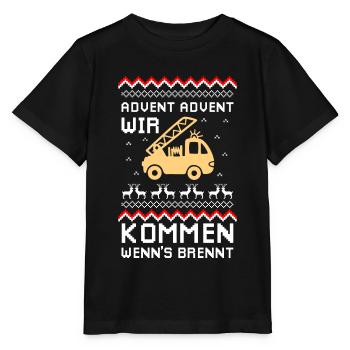 Freiwillige Feuerwehr Advent Weihnachten Geschenk - Stanley/Stella Kinder T-Shirt MINI CREATOR  - Schwarz - Vorne - Mikhail (115cm)
