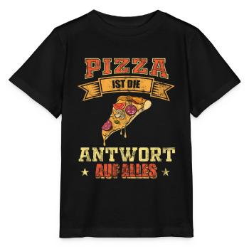 Pizza - Pizza ist die Antwort auf alles - Stanley/Stella Kinder T-Shirt MINI CREATOR  - Schwarz - Vorne - Mikhail (115cm)