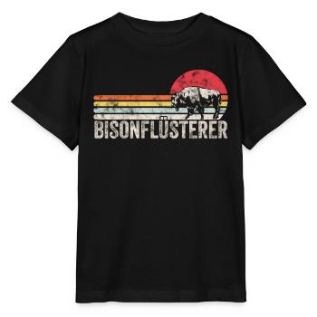 Amerikanischer Bisonflüsterer Bison Tierliebe - Stanley/Stella Kinder T-Shirt MINI CREATOR  - Schwarz - Vorne - Mikhail (115cm)