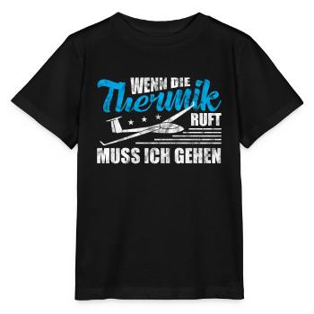 Segelfliegen Thermik Vintage Segelflugzeug - Stanley/Stella Kinder T-Shirt MINI CREATOR  - Schwarz - Vorne - Mikhail (115cm)