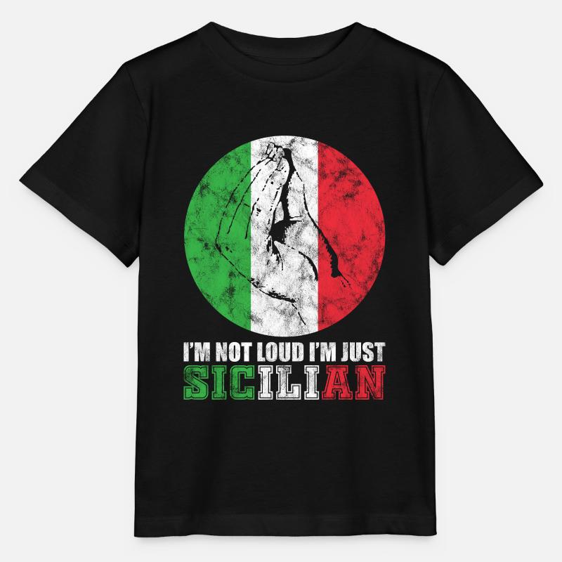 Italie Sicile geste de la main - T-shirt bio MINI CREATOR Stanley/Stella Enfant - noir