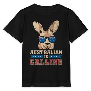 Kangaroo Australia animal outback gift idea - T-shirt bio MINI CREATOR Stanley/Stella Enfant - noir - Devant - Mikhail (115cm)