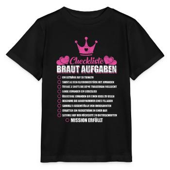 Junggesellenabschied JGA Checkliste Braut Aufgaben - Stanley/Stella Kinder T-Shirt MINI CREATOR  - Schwarz - Vorne - Mikhail (115cm)