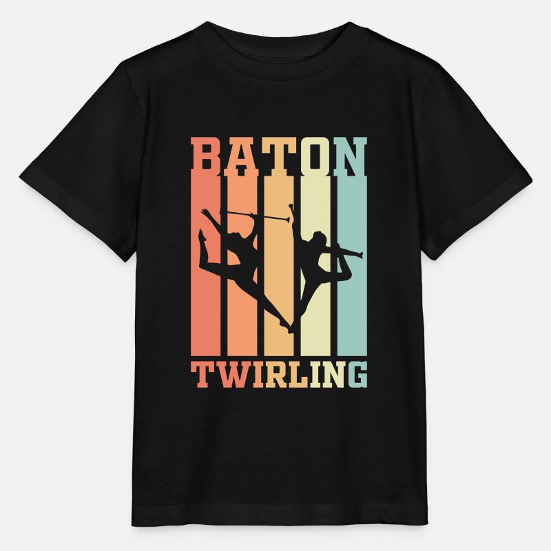 Baton Twirling Retro Gift - Stanley/Stella MINI CREATOR Kids’ T-Shirt - black