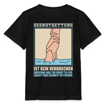 Sauvetage en mer contre la droite et la xénophobie - T-shirt bio MINI CREATOR Stanley/Stella Enfant - noir - Devant - Mikhail (115cm)
