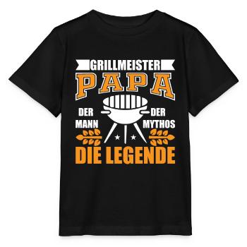 Grillmeister Papa Grillen Grillsaison Geschenk - Stanley/Stella Kinder T-Shirt MINI CREATOR  - Schwarz - Vorne - Mikhail (115cm)