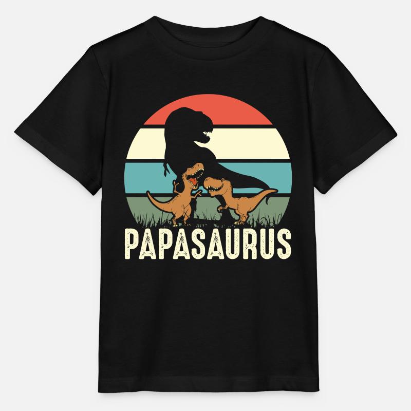 Cadeau drôle de dinosaure Papasaurus Dino - T-shirt bio MINI CREATOR Stanley/Stella Enfant - noir
